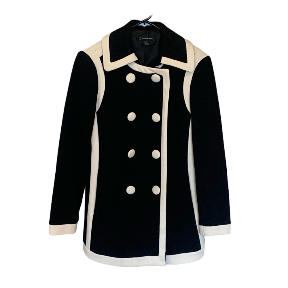 INC International Concepts Black and White Pea Coat